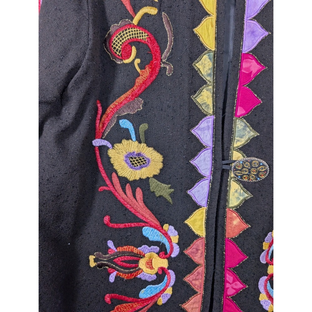 Soft Surroundings Long Embroidered Sweater/Jacket Floral Clasp - Picture 3 of 8